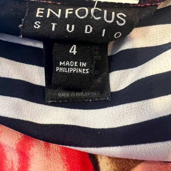 Enfocus Studio Black and White Striped Maxi Dress with Red Floral Accents - Picture 2 of 8